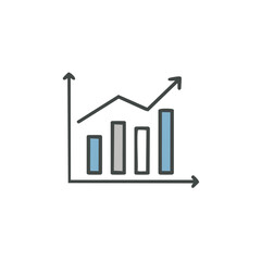 Doodle bar graph with upward trending line and arrows indicating growth and progress