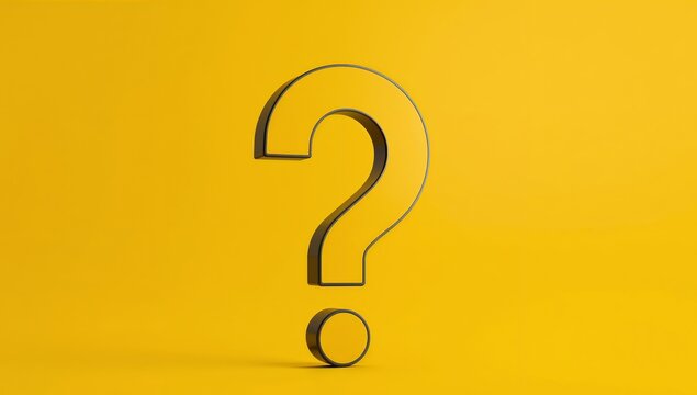 Isolated Question. Yellow Symbol on a Yellow Surface with Black Outlining.