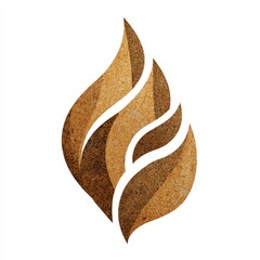 Stylized cinnamon leaf logo shaped like a flame with textured brown tones on a clean white background