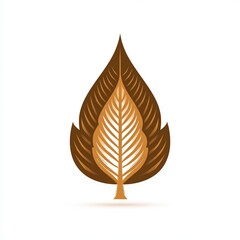 Elegant cinnamon leaf logo with symmetrical flame-like design in warm brown tones on a white background