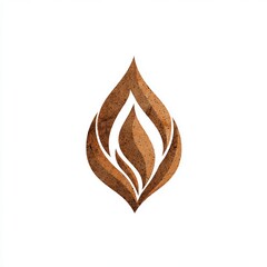 Modern cinnamon leaf logo shaped like a flame with layered curves and textured spice pattern on white background