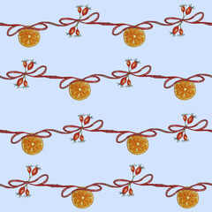 Citrus & Rosehip Holiday Garland Pattern 1
