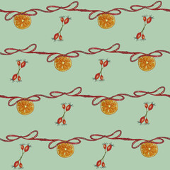Dried Orange and Rosehip Garland Pattern 2