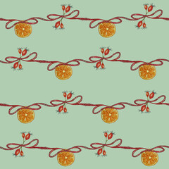 Citrus & Rosehip Holiday Garland Pattern 2