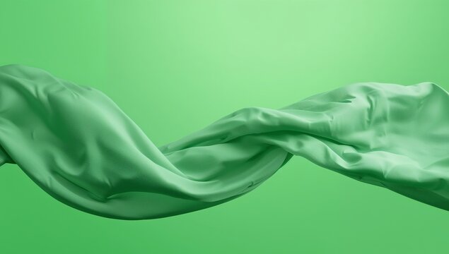 Serene Swirl of Light Green Fabric Abstract Form Against Softly Lit Background. - Powered by Adobe