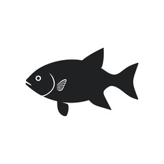 Fototapeta premium Black Silhouette of a Fish swimming in water, simple clean design