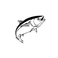 Obraz premium Elegant Monochrome Illustration of a Tuna Fish, Perfect for Seafood Designs and Logos