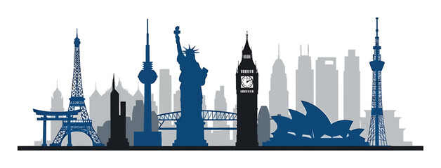 Fototapeta premium Modern City Skyline Silhouette - Minimalist Vector Illustration for Business and Travel