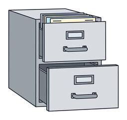 Modern Flat Vector Illustration of Filing Cabinet for Document Storage
