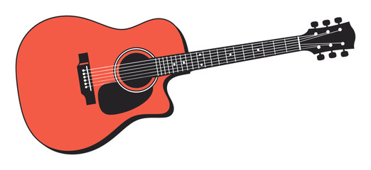 Obraz premium Modern Acoustic Guitar Flat Vector Illustration - Clean Simple Icon