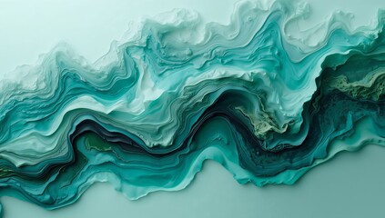 Fototapeta premium Abstract Azure Depths, Flowing Shapes and Textures, Marine Tones Composition.