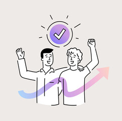 illustrations people are holding a workshop. Workflow, growth, graphics. Business development, milestones, start-up. linear illustration Icons infographics. Landing page site print poster. Line story