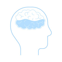 Human head outline with brain with water for hydration. Health awareness for medical healthy mind and well-being concept. Vector illustration