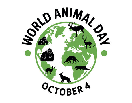 World Animal Day logo celebrates global fauna on October 4th. - Powered by Adobe