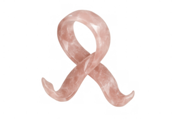 Rose quartz pink ribbon for breast cancer awareness and support, symbolizing health, hope, and solidarity on transparent background
