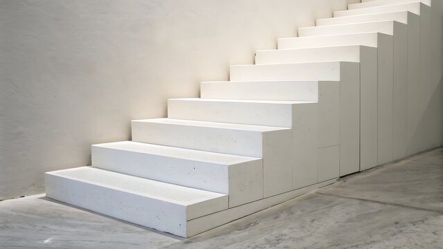 Modern white staircase with minimalist design and architectural details.
