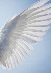 Ascending on wings of pure white against the soft blue morning sky