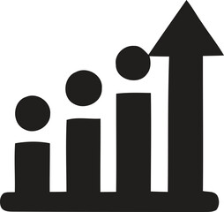 Growing bar chart with arrow pointing up symbolizing success