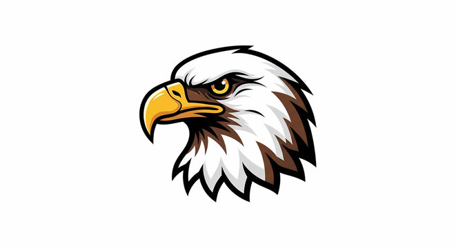 Majestic eagle head illustration, fierce and proud, perfect for branding and logos with a strong message of freedom and power, ideal for sports teams
