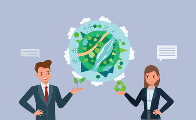 Corporate Social Responsibility concept flat character vector illustration design.