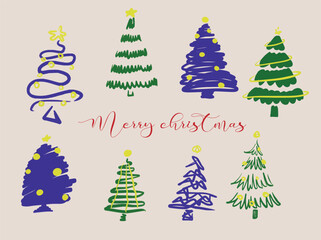 Obraz premium Illustrations of christmas trees and New Year vector