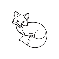 Cute Fox Outline Vector Illustration