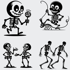 Funny Skeleton Silhouette Vector SVG Bundle, Skull SVG, Skeleton SVG, Funny Skeleton SVG, Skeleton Clipart, Death, Cutting File For Cricut, Silhouette, Vector, Funny, Woman Skeleton