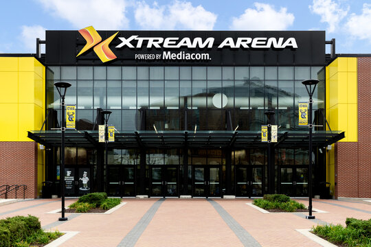 Coralville, IA, USA - October 28, 2025: Xtream Arena is a multipurpose arena and home to the Iowa Heartlanders hockey team and Iowa Hawkeyes Volleyball, as well as concerts and other events. 