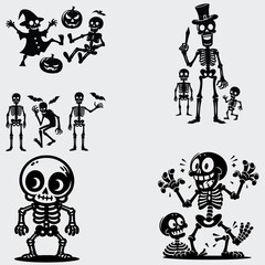 Funny Skeleton Silhouette Vector SVG Bundle, Skull SVG, Skeleton SVG, Funny Skeleton SVG, Skeleton Clipart, Death, Cutting File For Cricut, Silhouette, Vector, Funny, Woman Skeleton