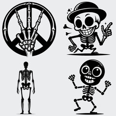 Funny Skeleton Silhouette Vector SVG Bundle, Skull SVG, Skeleton SVG, Funny Skeleton SVG, Skeleton Clipart, Death, Cutting File For Cricut, Silhouette, Vector, Funny, Woman Skeleton