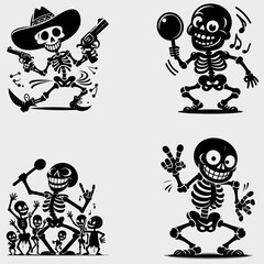 Funny Skeleton Silhouette Vector SVG Bundle, Skull SVG, Skeleton SVG, Funny Skeleton SVG, Skeleton Clipart, Death, Cutting File For Cricut, Silhouette, Vector, Funny, Woman Skeleton