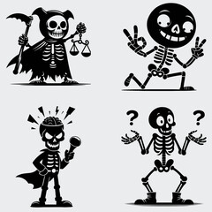 Funny Skeleton Silhouette Vector SVG Bundle, Skull SVG, Skeleton SVG, Funny Skeleton SVG, Skeleton Clipart, Death, Cutting File For Cricut, Silhouette, Vector, Funny, Woman Skeleton