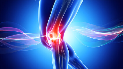 Fototapeta premium Human Knee Joint Anatomy With Painful Inflammation bone