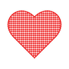 Design red,white color check  patter in a large heart with .Heart pattern on white background. Print for clothes. Surface for wrapping paper, digital paper, shirts, cloths. Love and romantic.