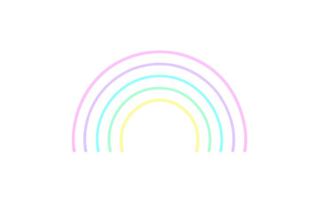 Pastel neon rainbow arch glowing on transparent background creating a modern vibrant abstract design element