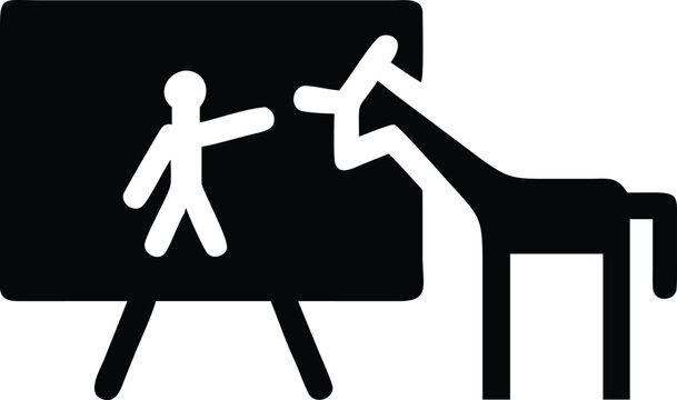 Giraffe Silhouette Teaching a Stick Figure on Whiteboard