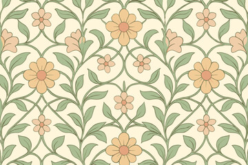 Fototapeta premium Vector art floral flowers illustration geometric ornamental arranged lattice mesh structure design