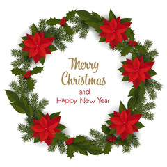 New Years wreath with the words Merry Christmas