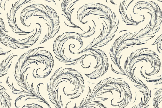 Rhythmic featherloop rhythm connected illustration delicate highlights vector stylized looping simple feathers