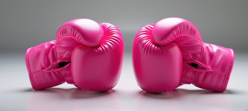 Pink boxing gloves symbolizing women's fight against breast cancer