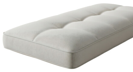 Obraz premium Close up of a rectangular white cushion with tufted detailing against a white background plain and simple ai generated