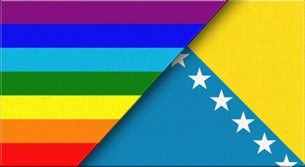 Flags of LGBT and Bosnia and Herzegovina. LGBT and Bosnian National flags