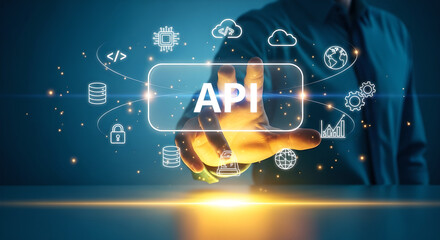 API Application Programming Interface Technology Hand Data Connection Copy Space