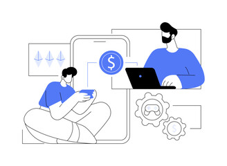 Fototapeta na wymiar Online game monetization isolated cartoon vector illustrations.