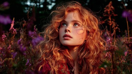 Celebrating life's simple joys with golden sunlit smiles. Daring imagery. Sunlit moments: a young woman embraces nature's beauty. Avant-garde shots. Edgy editorial.