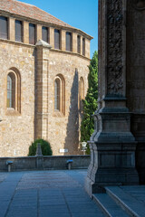 Obraz premium Stone column and romanesque architecture in salamanca spain