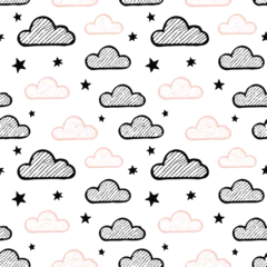cloud pattern seamless hand drawn clouds stars nursery textile repeats © AIcon Star