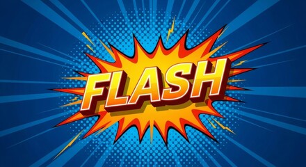 Flash comic book style speech bubble pop art background
