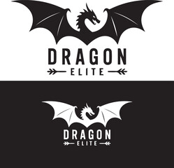 dragon mascot logo with stylized dragon head and elite team mark