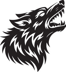 wolf head illustration in profile teeth fangs vector